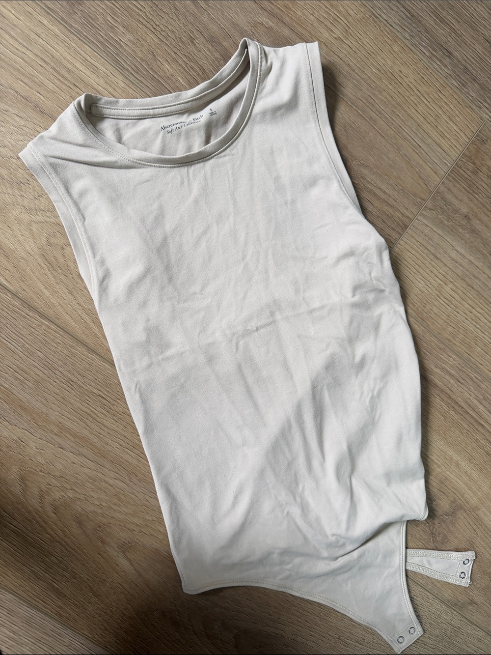 Abercrombie & Fitch Sleeveless Cream Ribbed Bodysuit
